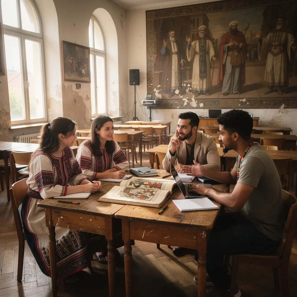 Emberi kultúrák sokszínűségét bemutató etnográfiai kiállítás.